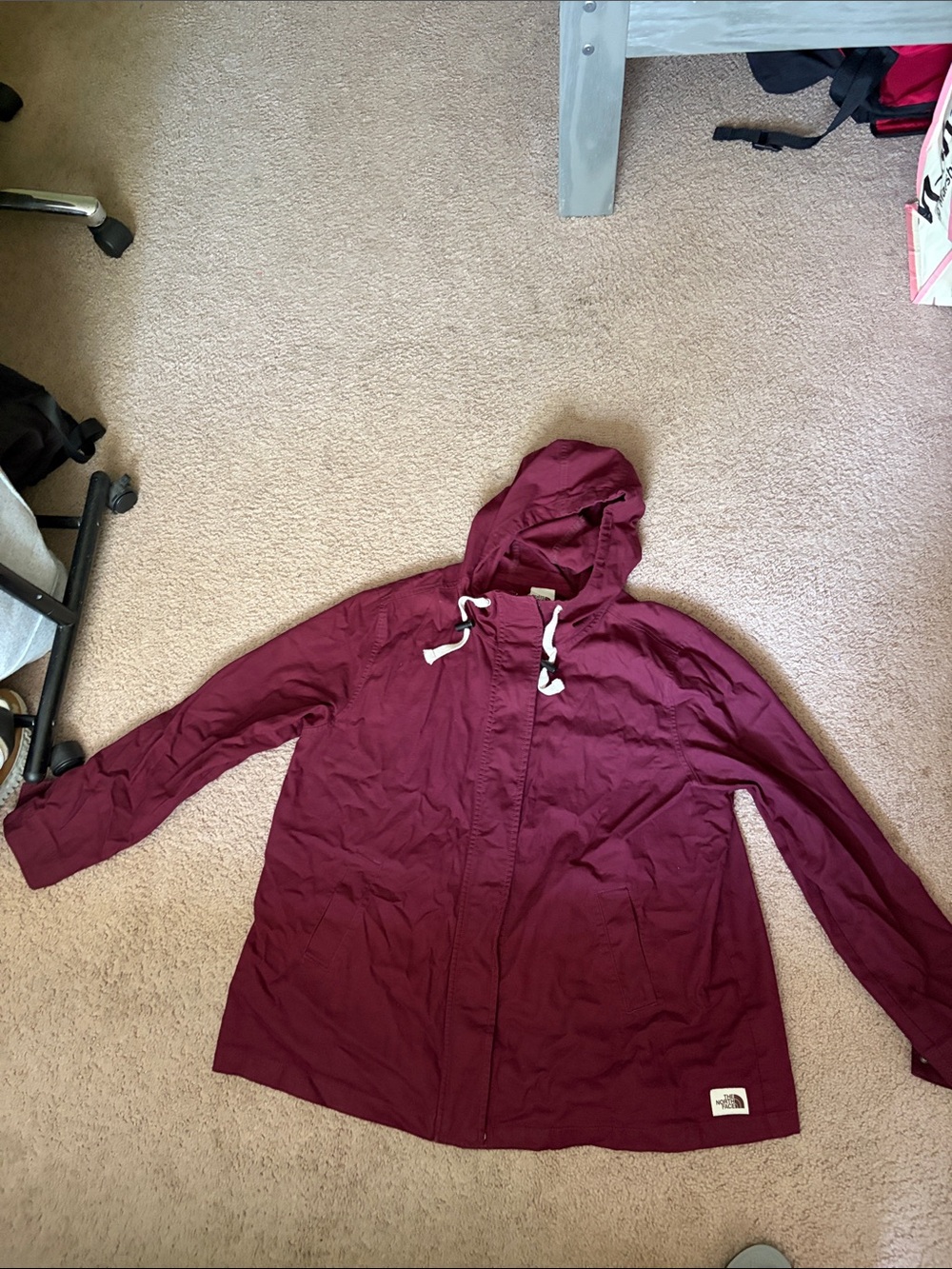 The North Face Burgundy Hooded Windbreaker Jacket
